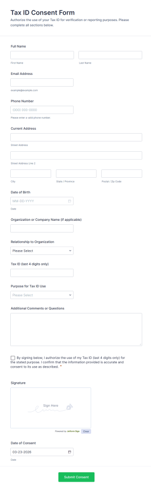 Tax ID Consent Form Template