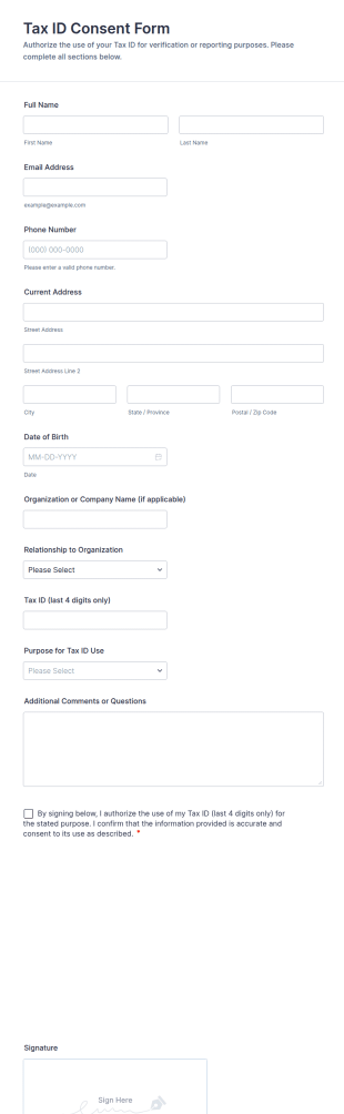 Tax ID Consent Form Template