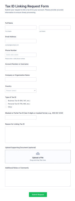 Tax ID Linking Request Form Template