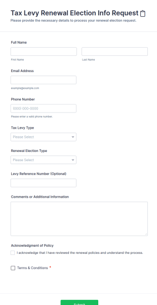Tax Levy Renewal Election Info Request 📋 Form Template