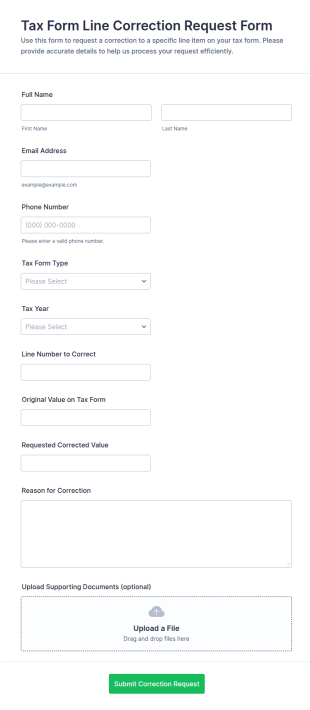 Tax Line Correction Request Form Template