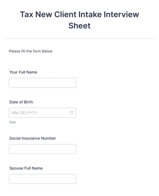 Tax New Client Intake Interview Form Template