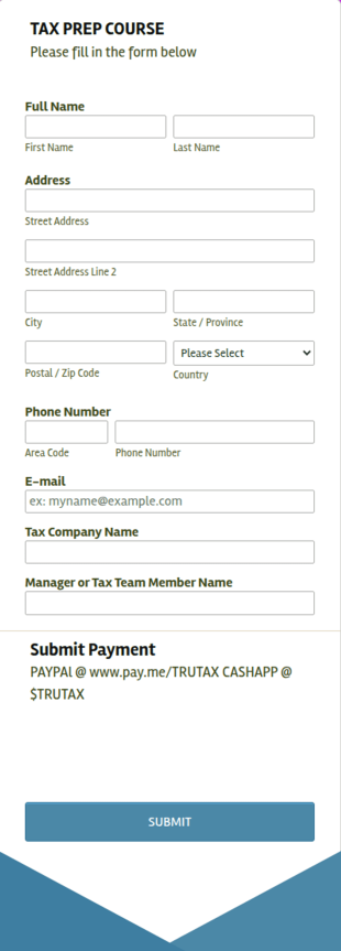 Tax Prep Class Enrollment Form Template