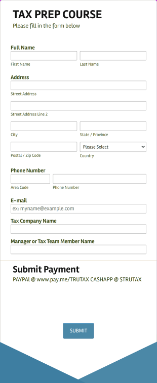 Tax Prep Class Enrollment Form Template