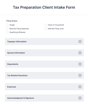 Tax Preparation Client Intake Form Template