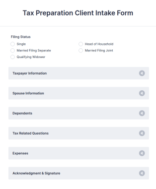 Tax Preparation Client Intake Form Template