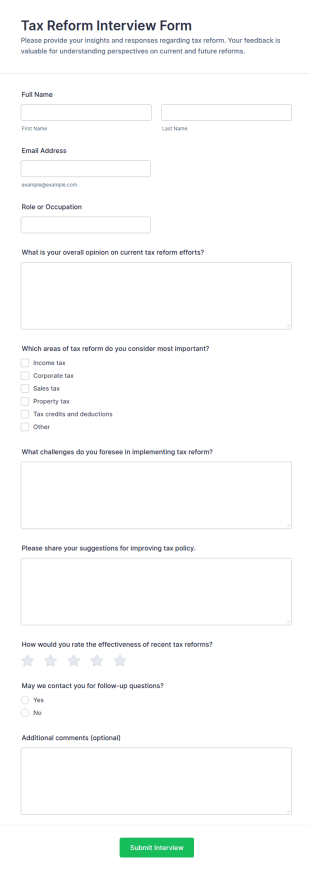 Tax Reform Interview Form Template