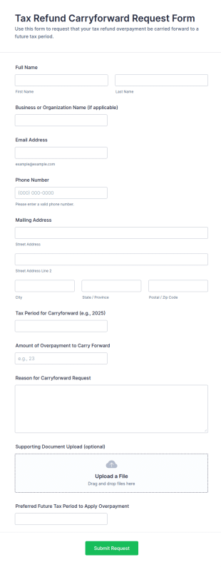 Tax Refund Carryforward Request Form Template