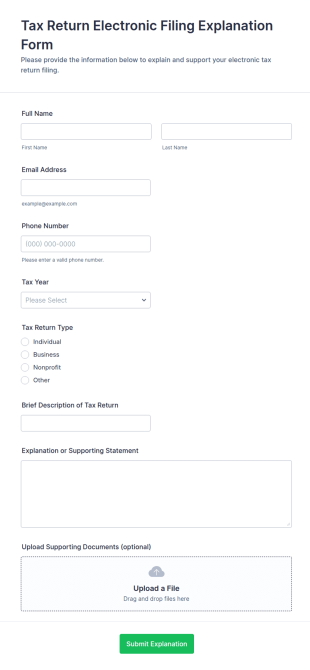 Tax Return Electronic Filing Explanation Form Template