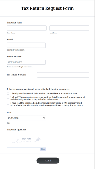 Tax Return Request Form Template