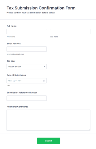 Tax Submission Confirmation Form Form Template