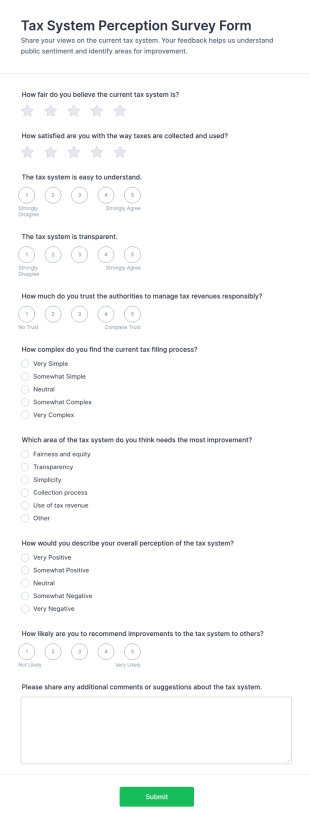 Tax System Perception Survey Form Template