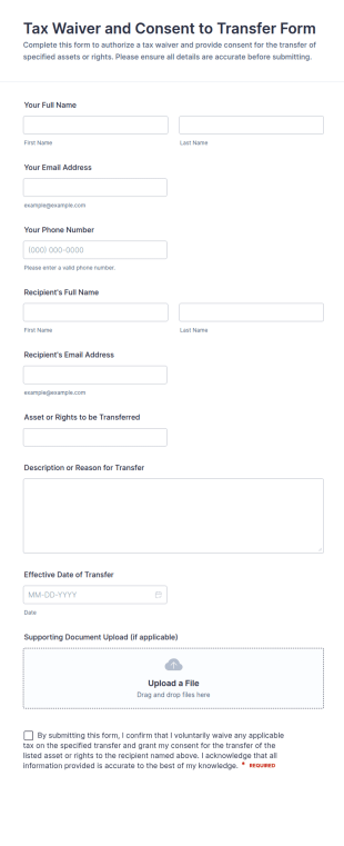 Tax Waiver And Consent To Transfer Form Template