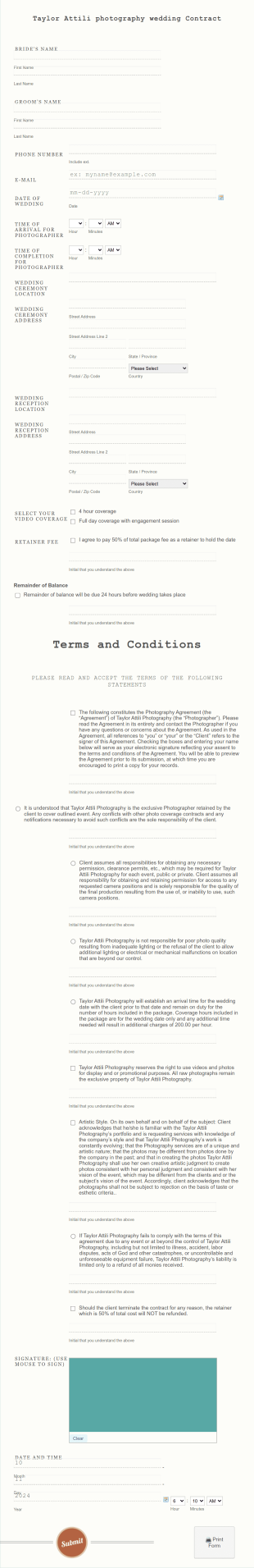 Taylor Attili Photography Form Template