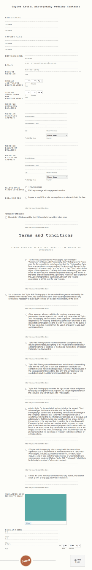 Taylor Attili Photography Form Template