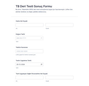 TB Deri Testi Sonuç Form Şablonu
