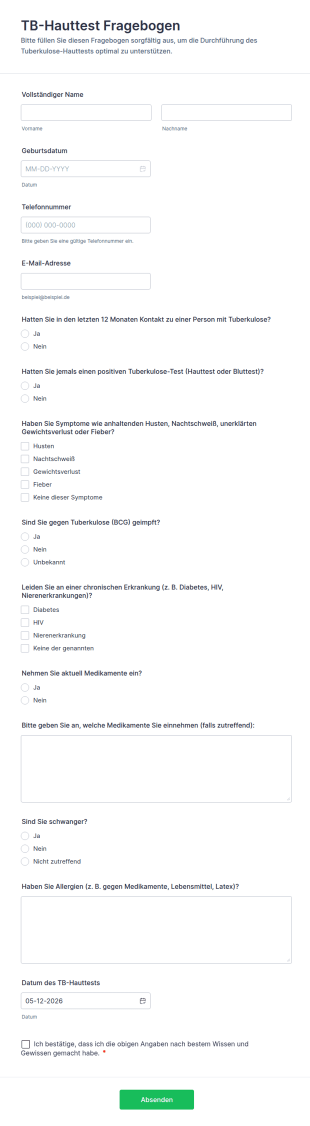 TB Hauttest Fragebogen