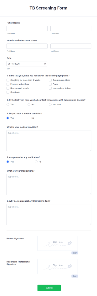 TB Screening Form Template