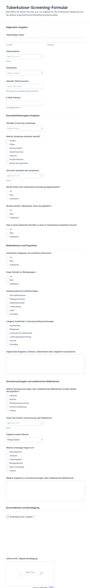 TB Screening Formular