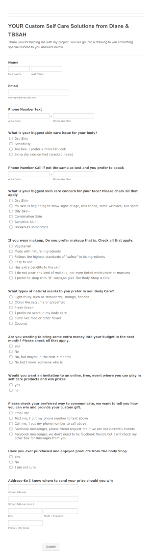 TBSAH Intake Form Template