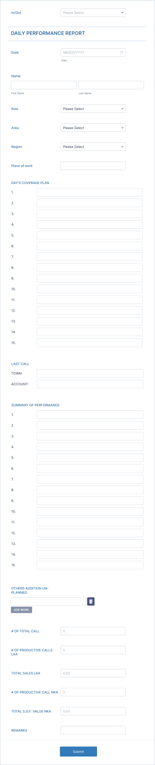 Tds Daily Performance Report Form Template