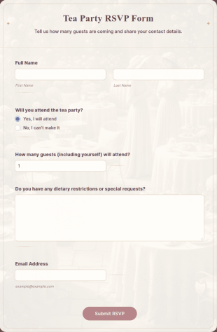 Tea Party RSVP Form Template