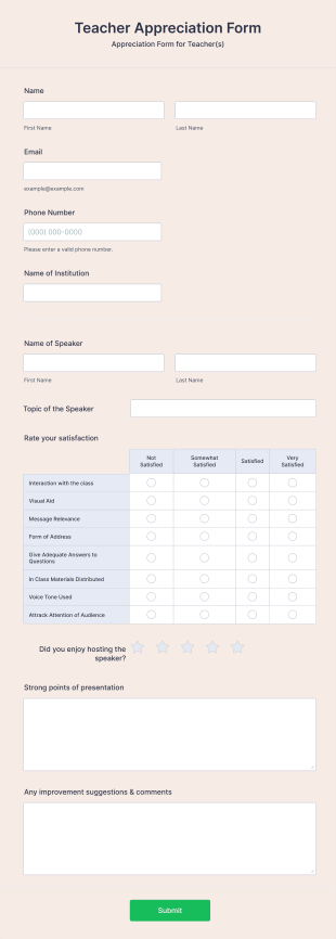 Teacher Appreciation Form Template