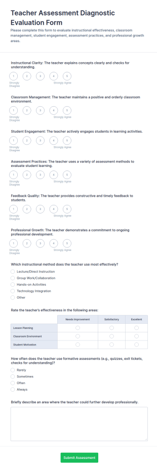 Teacher Assessment Diagnostic Evaluation Form Template