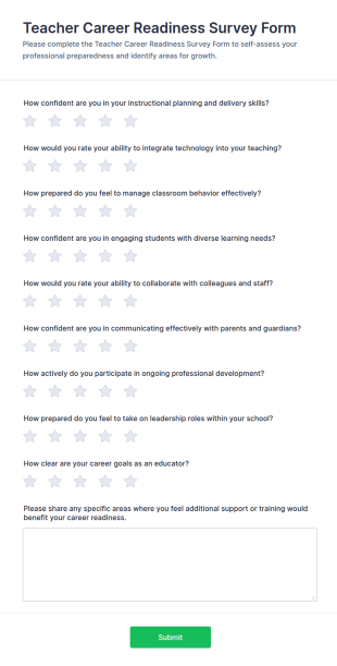 Teacher Career Readiness Survey Form Template