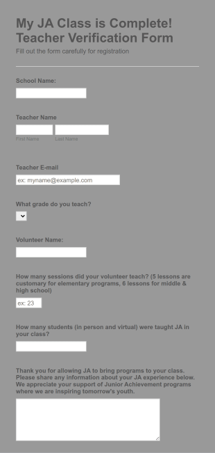 Teacher Class Verification Form Template