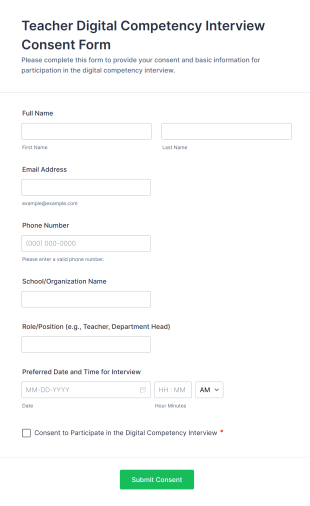 Teacher Digital Competency Interview Consent Form Template