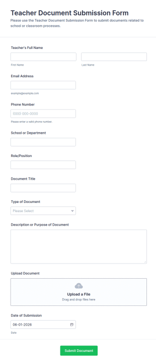Teacher Document Submission Form Template