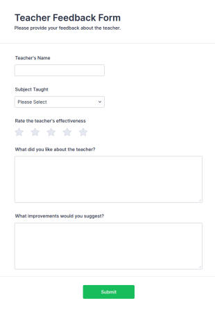 Teacher Feedback Form Template