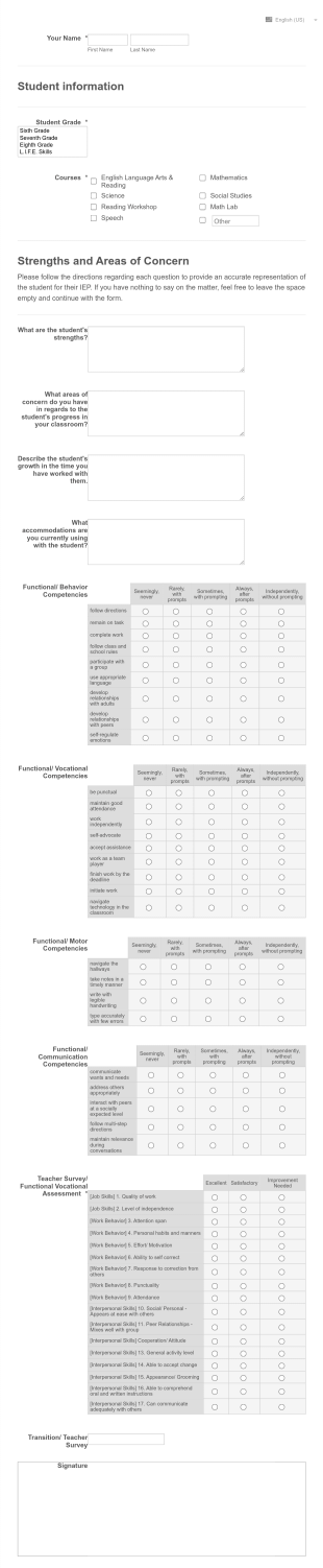 Teacher Input For Educational Plan Form Template