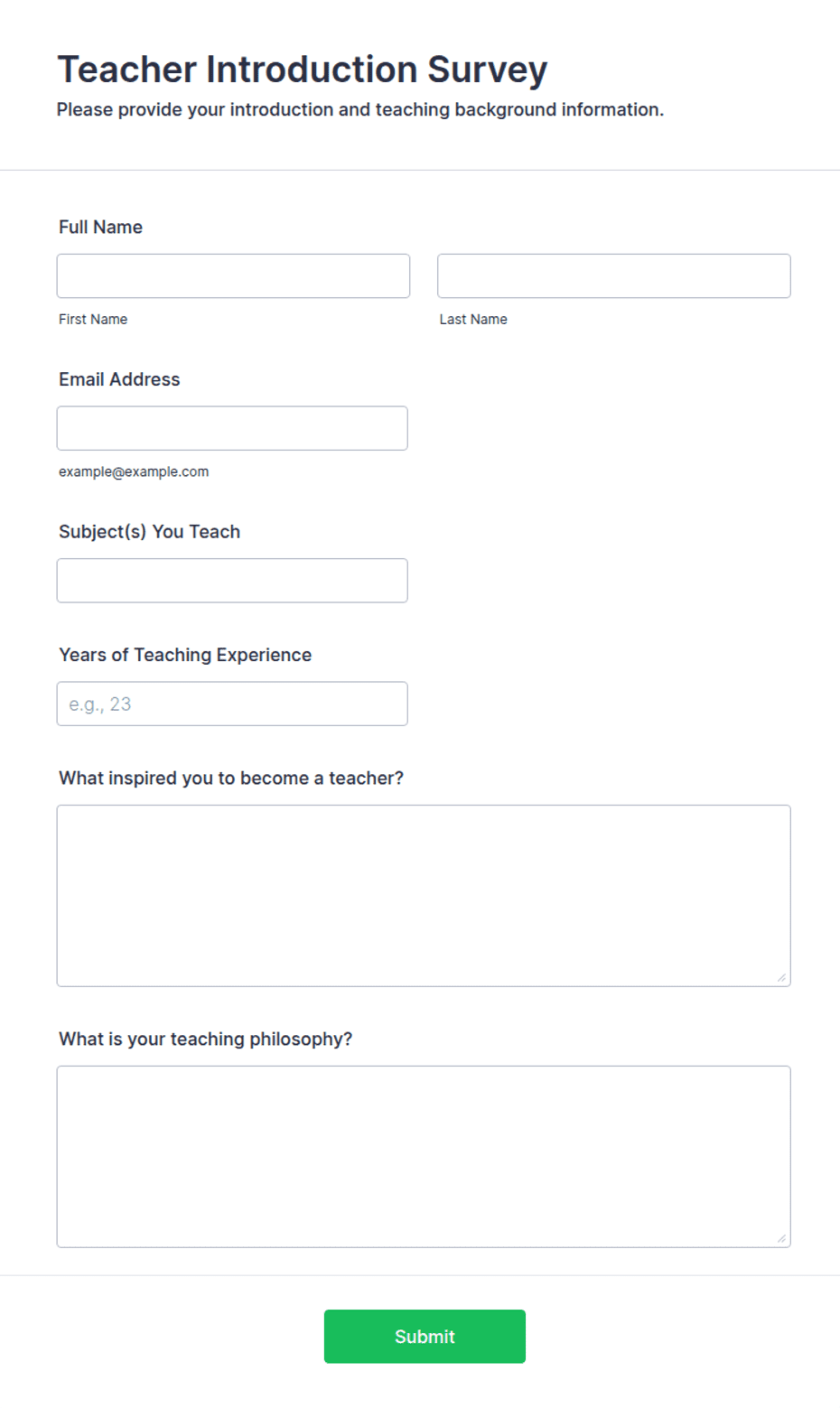 Teacher Introduction Survey Form Template | Jotform