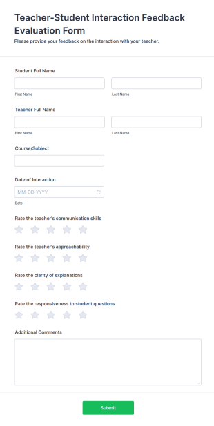 Teacher Student Interaction Feedback Evaluation Form Template