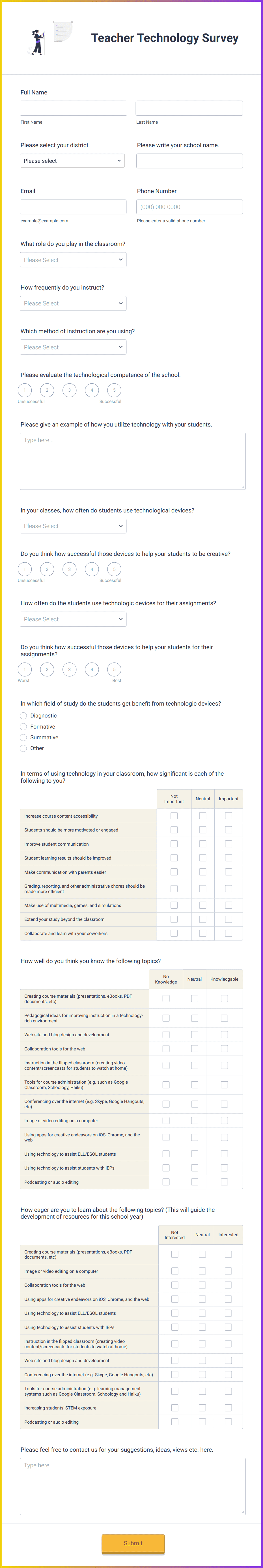 Teacher Technology Survey Form Template | Jotform