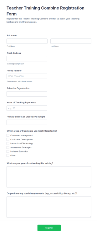 Teacher Training Combine Registration Form Template