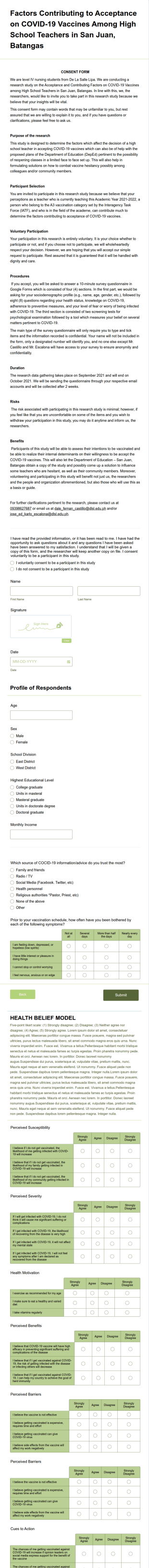 Teachers COVID 19 Acceptance And Contributing Factors Form Template