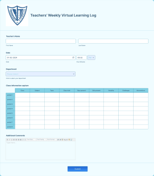 Teachers’ Weekly Virtual Learning Log Form Template