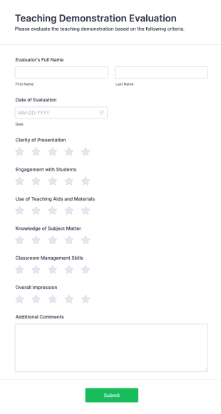 Teaching Demonstration Evaluation Form Template