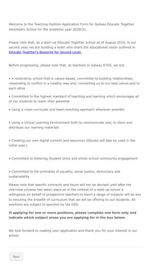 Teaching Job Application Form Template