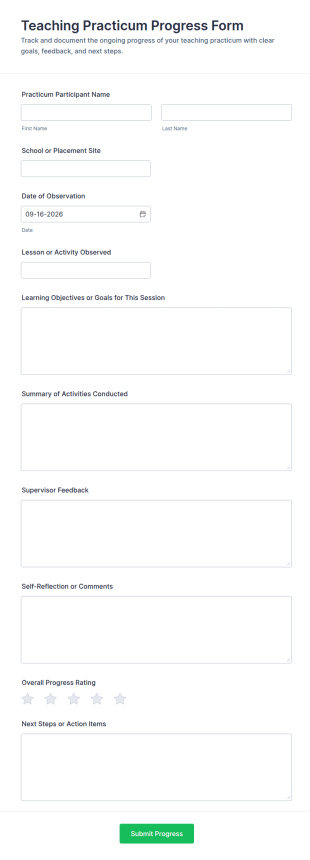 Teaching Practicum Progress Form Template