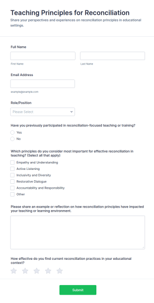 Teaching Principles For Reconciliation Form Template