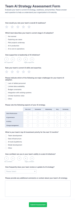 Team AI Strategy Assessment Form Template