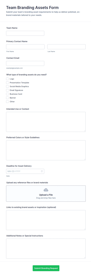 Team Branding Assets Form Template