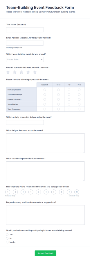 Team Building Event Feedback Form Template