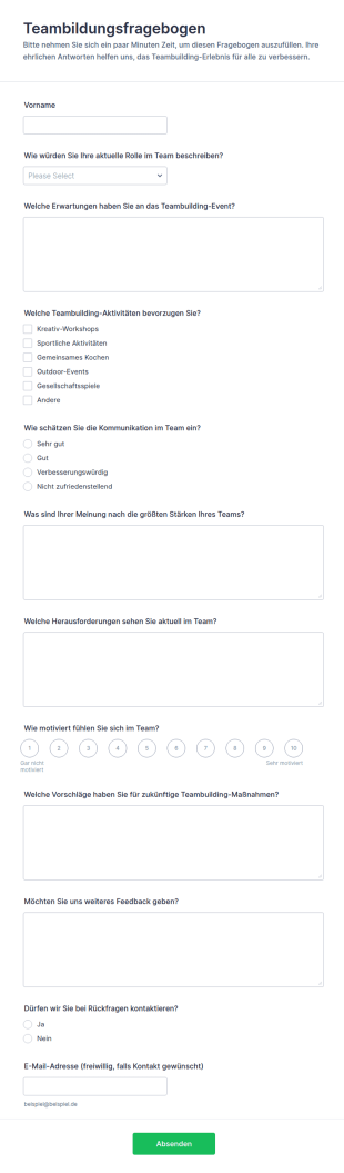 Team Building Fragebogen