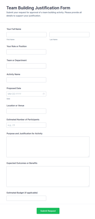 Team Building Justification Form Template