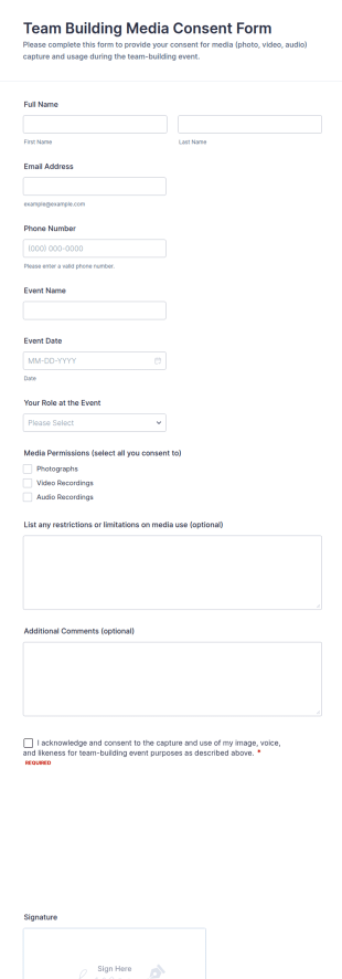Team Building Media Consent Form Template
